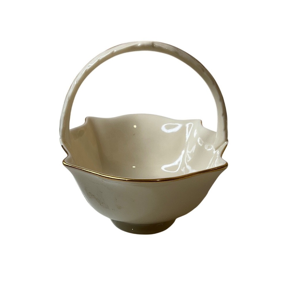 Vtintage Lenox Sans Souci Basket 24K Gold‎ Trimmed Footed Fine China Porcelain - Picture 2 of 8